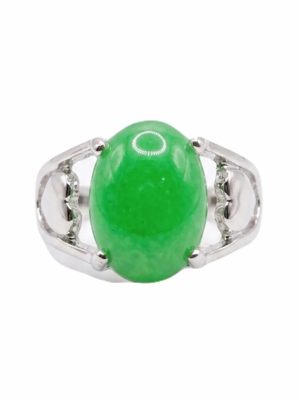 New Sterling Silver Oval Cut Green 4 Prong Crackle Quartz Gemstone Handmade Ring